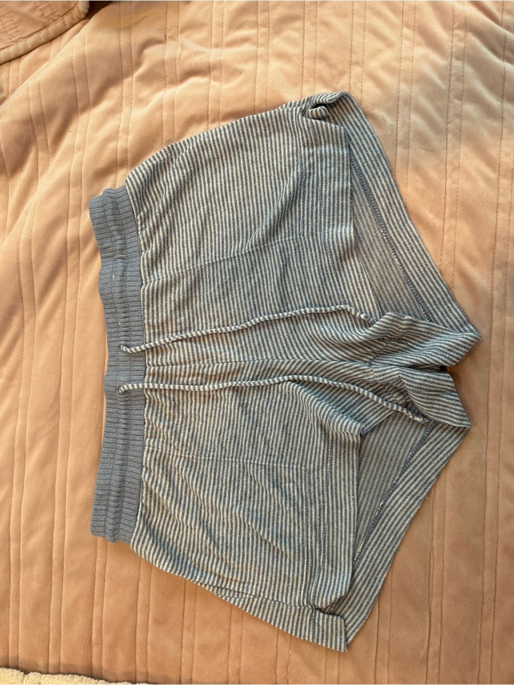 stars above Gray & White Striped Knit Lounge Shorts